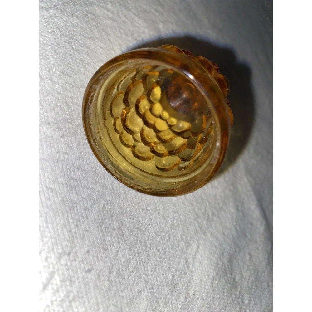 Vintage Amber Glass Decanter with matching stopper in‎ grape pattern